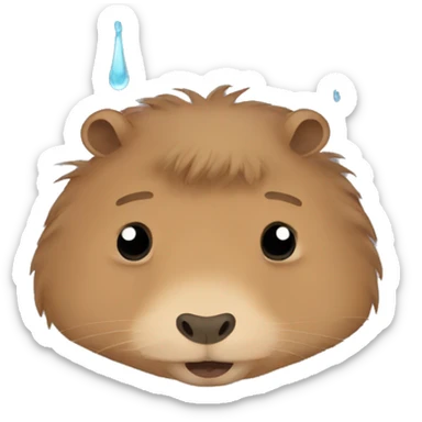 Capybara crying tears falling down from his eyes sticker