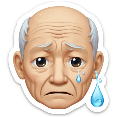 old man crying with water droplet tears in eyes  sticker