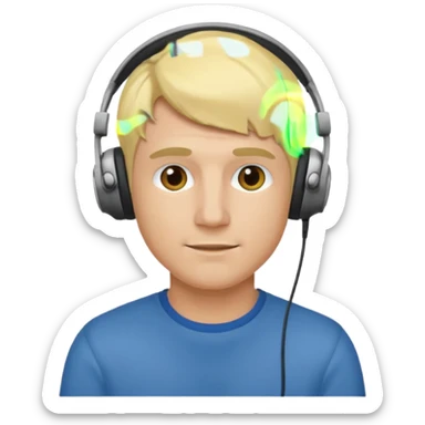 blonde man wearing headphones sticker