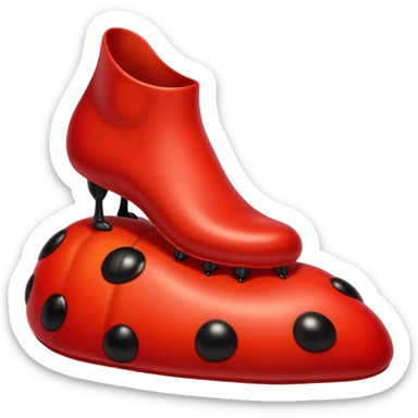 showing a cartoon human foot stepping on a small bug (like a ladybug), slightly squished but cartoonish, no violence, playful Apple emoji style sticker