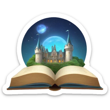  open book , with magic castle sticker