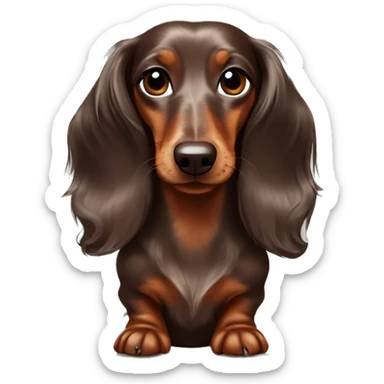 long haired chocolate dapple dachshund with hairbows sticker