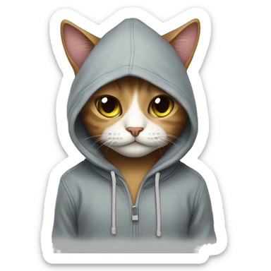 Cat wearing hoodie sticker