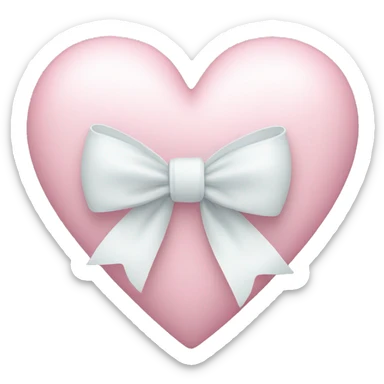 Pastel pink heart with white bow sticker