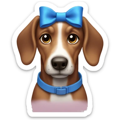 Blue bow Dashound  sticker