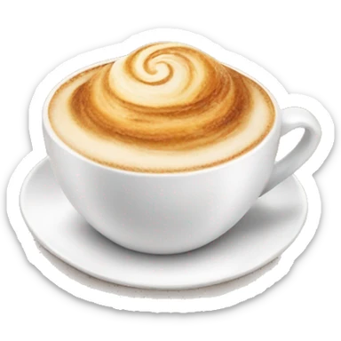 Cup of cappuccino with croissant sticker