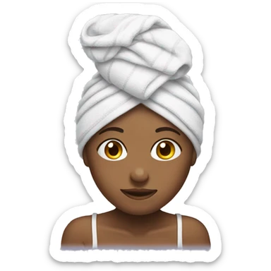 girl in towel after washing head sticker