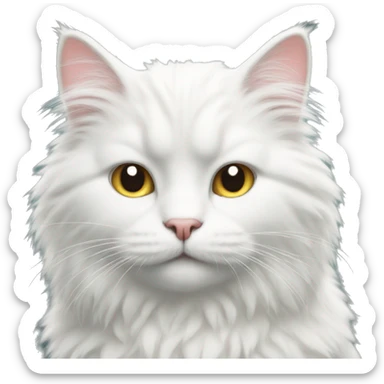 White fluffy cat sticker