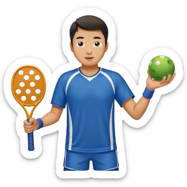 Asian man playing pickleball sticker