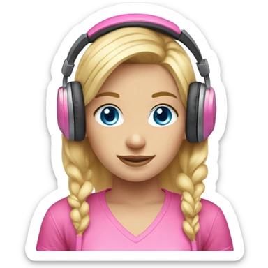 blonde blue eyed gamer girl pink  sticker
