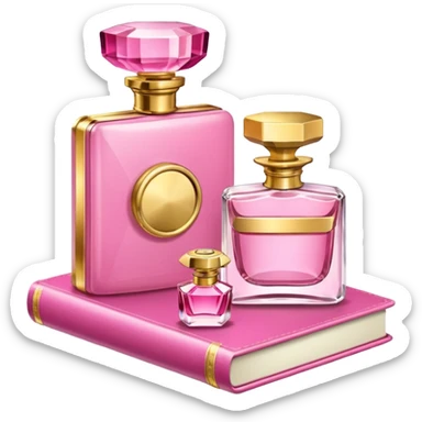 pink bookbook and fragance sticker