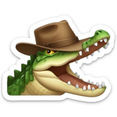 a crocodile with a brown hat sticker