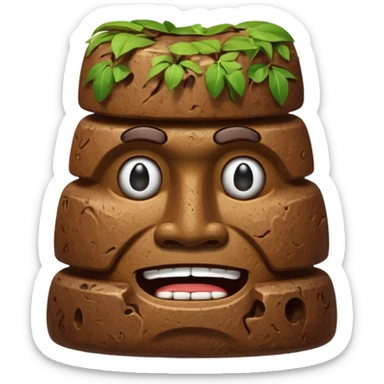 Poop with moai face sticker