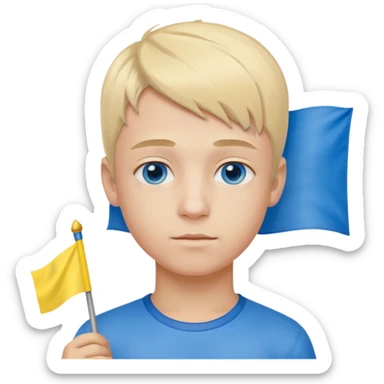 The Ukrainian boy with flag sticker