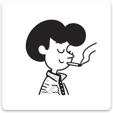 hand-drawn doodle of a whimsical character named 'tralalero tralala' smoking a joint sticker