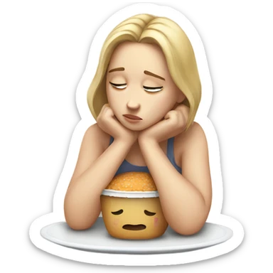 sad white girl thinking about food sticker