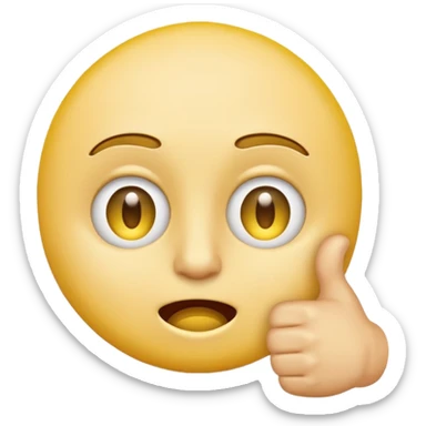 Original yellow Emoji face stressed out with one eye half open quivering out of anxiety and a singular thumbs up sticking out. . The right eye needs to be half closed  sticker