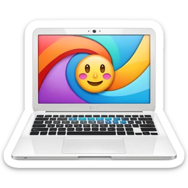 a white laptop on a black background. turn the laptop sticker