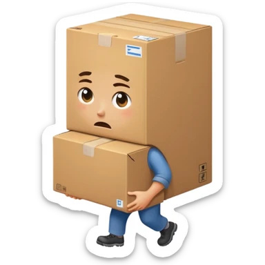 person carrying heavy box sticker