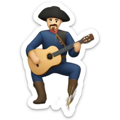 a Cossack with a guitar in a field with wheat sticker