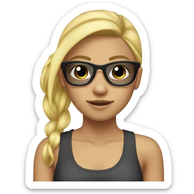 18 year old, Female, Blonde, Pony tail, beach clothes, sungasses sticker