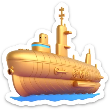 ancient golden Anunnaki submarine submerged decorated with ancient symbols and stepped design sticker