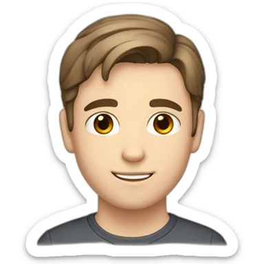 young,male,  white skin, brown eyes, straigh hair, teacher sticker