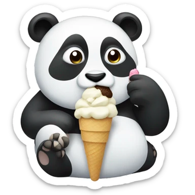 Panda eating ice cream sticker