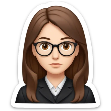 Strict female teacher wearing black with Long Brown hair sticker