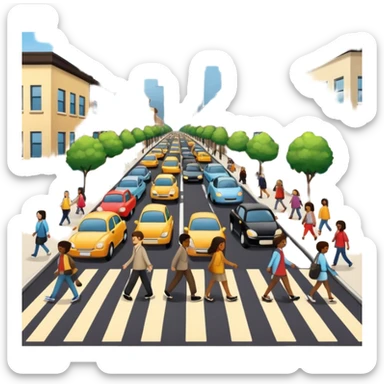 looking through the windshield at the busy street sticker