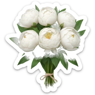 White peonies bouquet  sticker