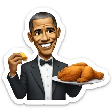 Obama eating chicken  sticker