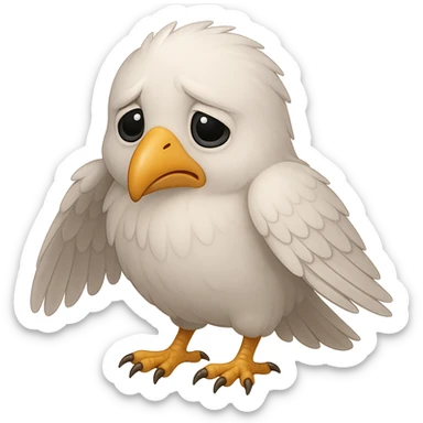 a sadder white crow emoji in the style of apple emojis sticker