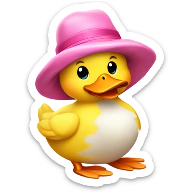 Cute yellow duck w pink hat sticker