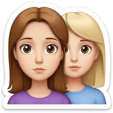 brown haired mother and blonde daughter pretty big eyes chubby cheeks but thin  sticker