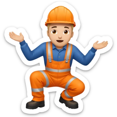 engineer hi-vis orange overalls falling over sticker