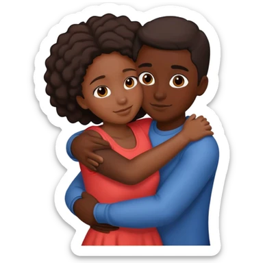 black girl n hispanic boy couple hugging sticker