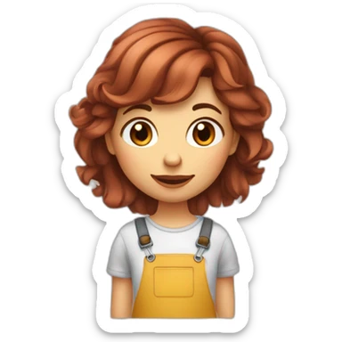 Fille avec un plaquage aux cheveux qui fait un câlin à un garçon de couleur de cheveux châtains avec des taches de rousseur sticker