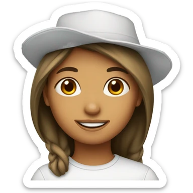 A girl with a shoe as a hat sticker