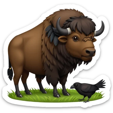 A buffalo eating a raven sticker