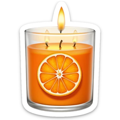 Citrus candle – orange wax in clear glass with slice of orange label sticker