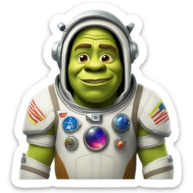Shrek in an astronaut suit ￼ sticker