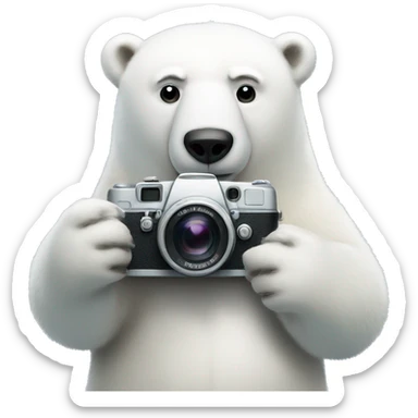 Polar bear holding a Camera  sticker