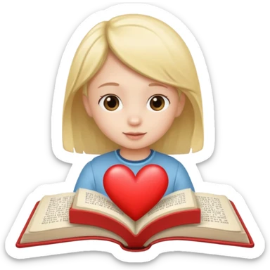open book with a small child and heart above it sticker