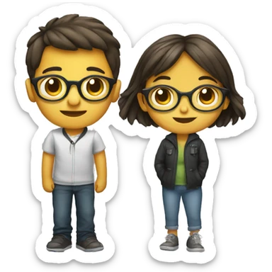 niño y niña con lentes sticker