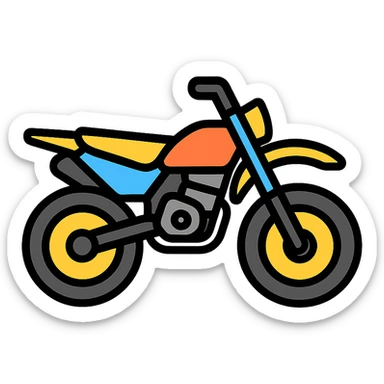 125cc dirtbike, parked, clean lines, modern, icon, lineal color icon with black outlines sticker