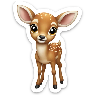 Cute baby deer walking with Doe eyes  sticker