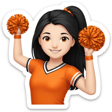 - Nữ
- 15 tuổi
- Da trắng
- Tóc dài, đen
- thân thiện ,xinh, cười mỉm, mặt nhỏ nhắn
- Mặc áo cổ vũ cam
- ảnh chân dung, không cần tay sticker