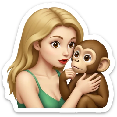 Un singe qui fais un bisou à une femme  sticker