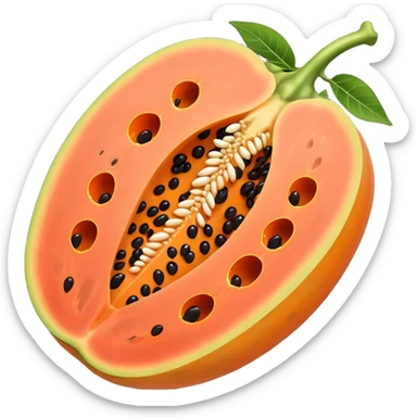A beautiful papaya fruit is peeled and has black spots.It should be very ripe. sticker